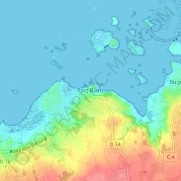 Port Blanc topographic map, elevation, terrain