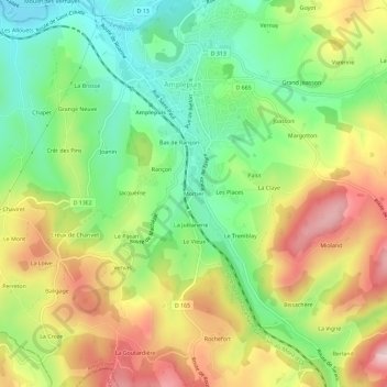 Mortier topographic map, elevation, terrain