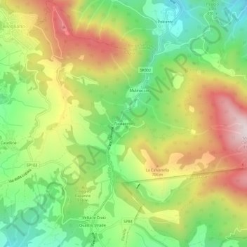 Fontanelle topographic map, elevation, terrain