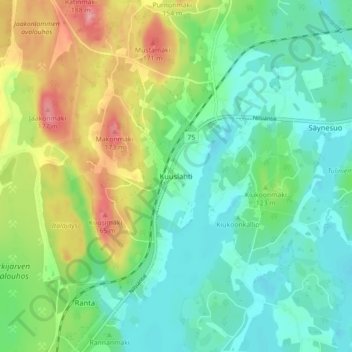 Kuuslahti topographic map, elevation, terrain