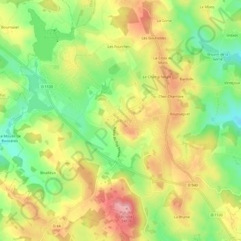 Seilhac topographic map, elevation, terrain