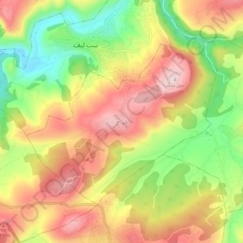 Qawzah topographic map, elevation, terrain