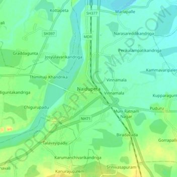 Naidupeta topographic map, elevation, terrain