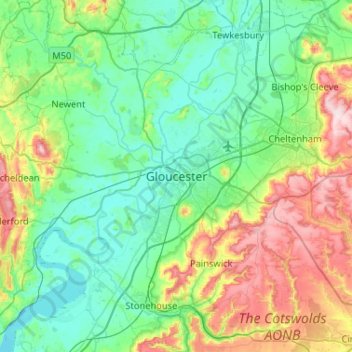 Gloucester topographic map, elevation, terrain
