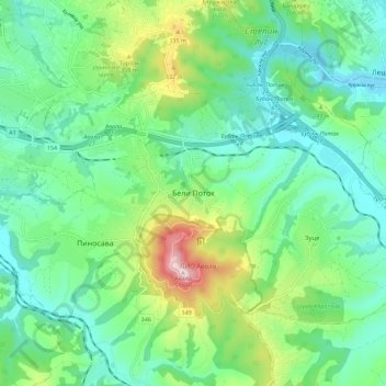 Beli Potok topographic map, elevation, terrain