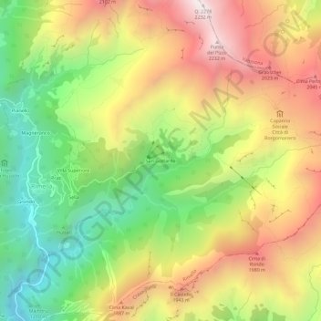 San Gottardo topographic map, elevation, terrain