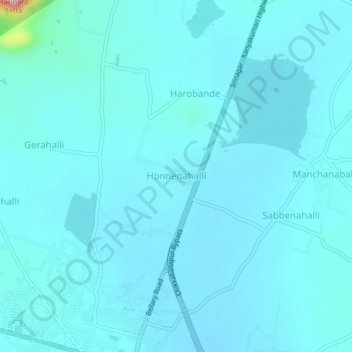 Honnenahalli topographic map, elevation, terrain