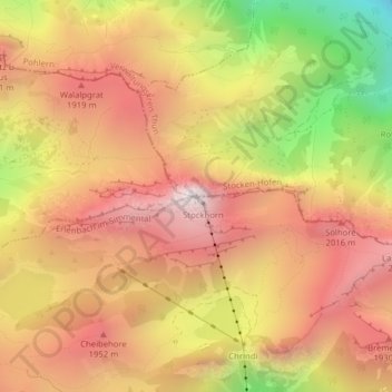 Stockhorn topographic map, elevation, terrain