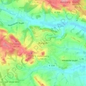 Borgloh topographic map, elevation, terrain