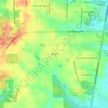 Bel Air topographic map, elevation, terrain