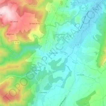 Tourtousse topographic map, elevation, terrain