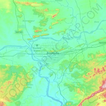 Rourkela topographic map, elevation, terrain