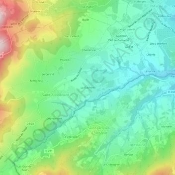 La Flachère topographic map, elevation, terrain