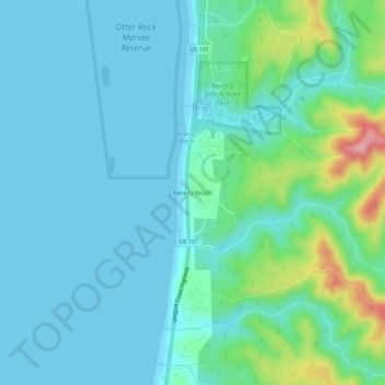 Beverly Beach topographic map, elevation, terrain