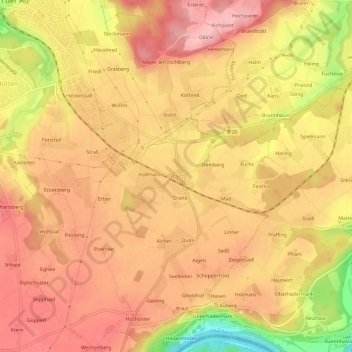 Pirach topographic map, elevation, terrain
