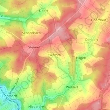 Weroth topographic map, elevation, terrain