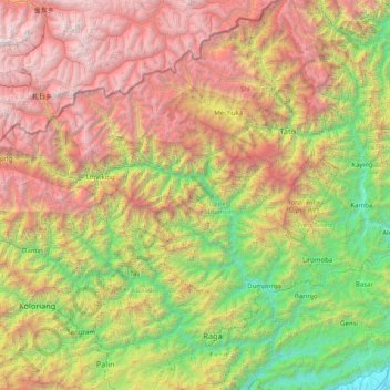 Upper Subansiri topographic map, elevation, terrain