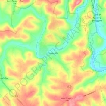 Weidasville topographic map, elevation, terrain