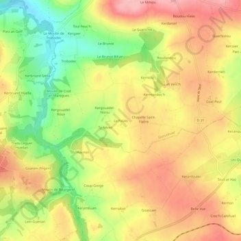 Le Palais topographic map, elevation, terrain