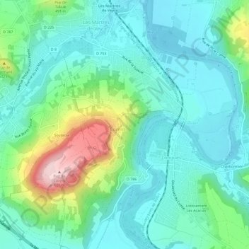 Le Pouzat topographic map, elevation, terrain