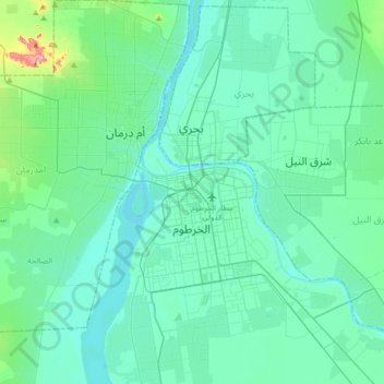 Khartoum topographic map, elevation, terrain