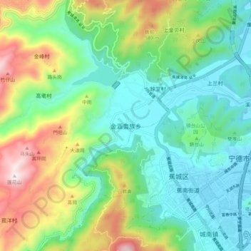 金涵畲族乡 topographic map, elevation, terrain