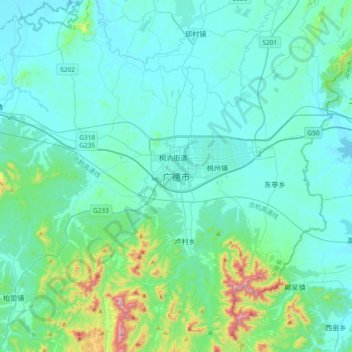 Guangde topographic map, elevation, terrain