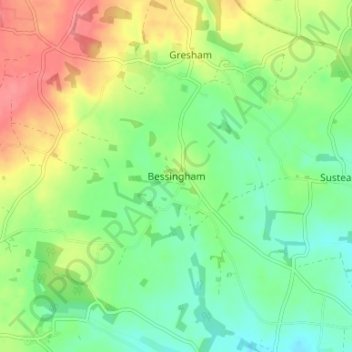 Bessingham topographic map, elevation, terrain