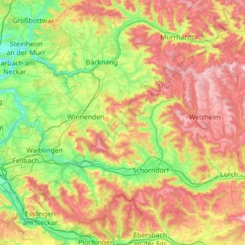 Berglen topographic map, elevation, terrain
