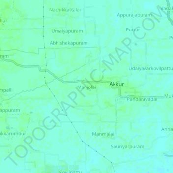 Manjolai topographic map, elevation, terrain