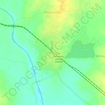 Madhira topographic map, elevation, terrain