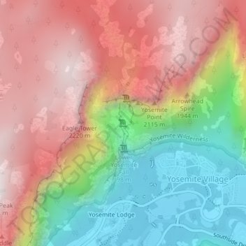 Middle Cascades topographic map, elevation, terrain