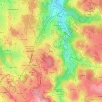 Daille topographic map, elevation, terrain