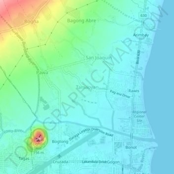 Tamaoyan topographic map, elevation, terrain