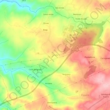 Sinde topographic map, elevation, terrain