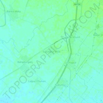 Sultanpur Dost topographic map, elevation, terrain