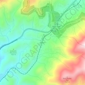 Balsam topographic map, elevation, terrain