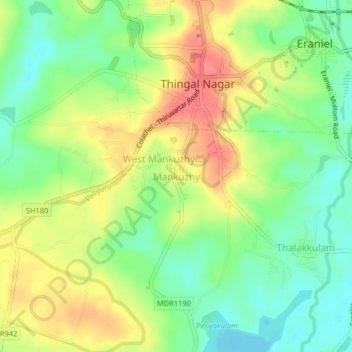 Mankuzhy topographic map, elevation, terrain