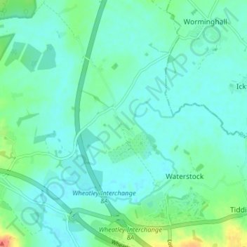 Waterperry topographic map, elevation, terrain