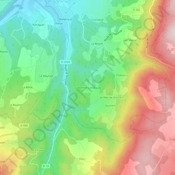Le Montrel Lansegude topographic map, elevation, terrain