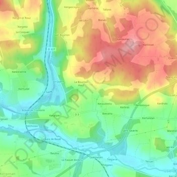 Le Bourron Bas topographic map, elevation, terrain