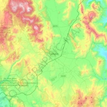 Tripoli topographic map, elevation, terrain