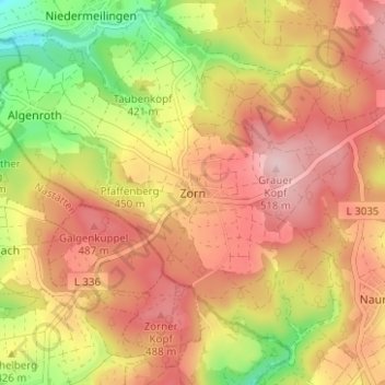 Zorn topographic map, elevation, terrain