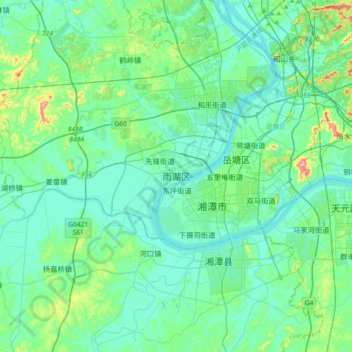 Yuhu topographic map, elevation, terrain