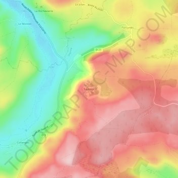 Sauvage topographic map, elevation, terrain