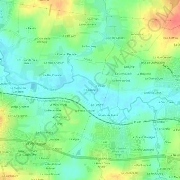 La Lande topographic map, elevation, terrain
