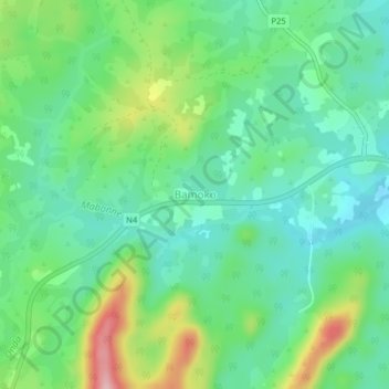 Bamoko topographic map, elevation, terrain