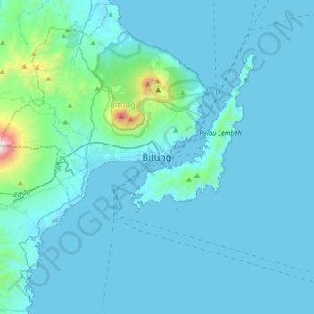 Bitung topographic map, elevation, terrain