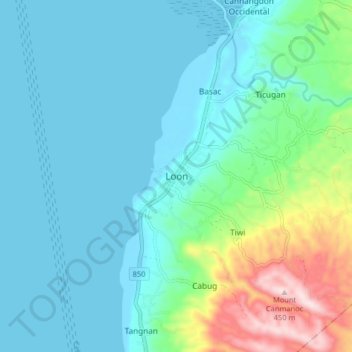 Loon topographic map, elevation, terrain