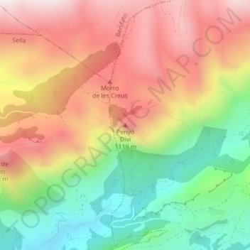 Peñón Divino topographic map, elevation, terrain